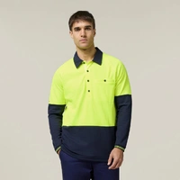 Hard Yakka Y11389 Core Hi-Vis 2 Tone Vented Long Sleeve Polo