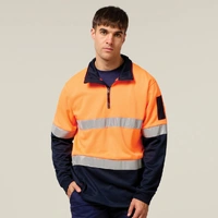 Hard Yakka Y19270 Hi-Vis 2 Tone 1/4 Zip Brushed Taped Fleece Jumper
