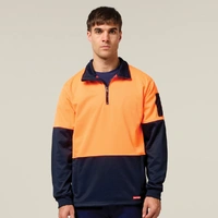 Hard Yakka Y19330 Hi-Vis 2 Tone 1/4 Zip Brushed Fleece Jumper