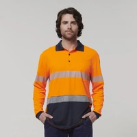 Hard Yakka Y19619 Mens Long Sleeve Hi Vis Taped Polo