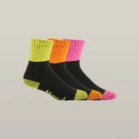 Hard Yakka Y20013-MLT-3-8 Women's Core Hi Vis Work Crew Sock - 3 Pack MULTI-COLOURED 3-8
