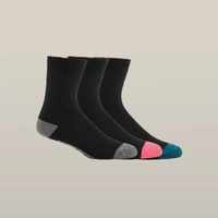 Hard Yakka Y20016-MLT-3-8 Women's Core Bamboo Rich Padded Crew Sock - 3 Pack MULTI-COLOURED 3-8