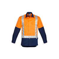 MENS HI VIS SPLICED INDUSTRIAL SHOULDER TAPED LONG SLEEVE SHIRT