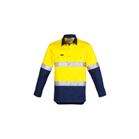 MENS HI VIS CLOSED FRONT LONG SLEEVE HOOP TAPED SHIRT