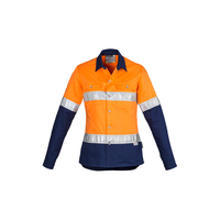 WOMENS HI VIS SPLICED INDUSTRIAL HOOP TAPED LONG SLEEVE SHIRT